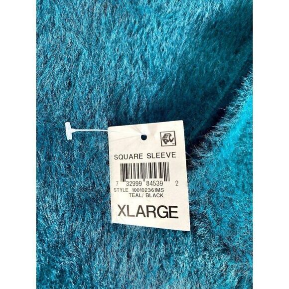 Alfani Sweater Top Small Teal Black Mock-Neck Mixed-Media‎ Dolman NEW - Picture 4 of 8